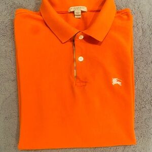 Vintage Classic Burberry Men's Bright Orange Polo
